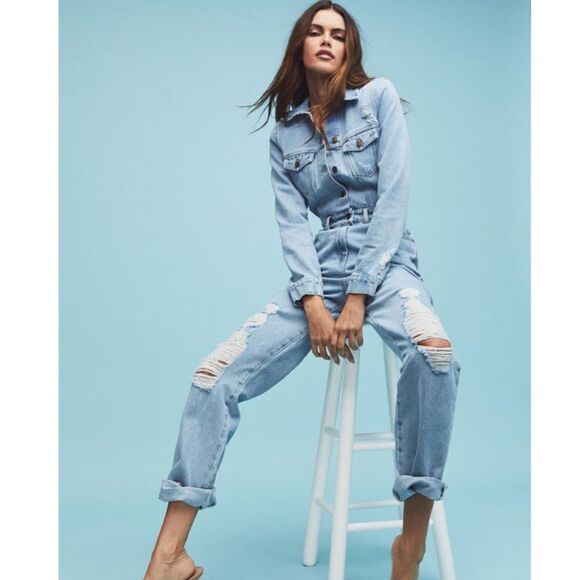 NWT Retrofete Cora Denim Jumpsuit XS - Picture 1 of 16